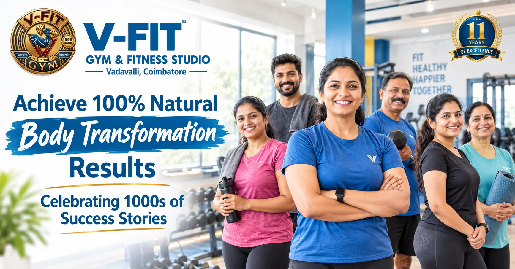 100% natural body transformation results and success stories at V-FIT Gym Vadavalli Coimbatore