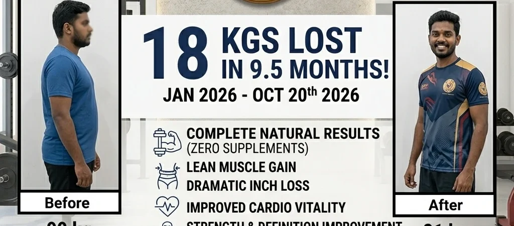 18 Kgs Weight Loss in 9 Months | Natural at V-Fit Gym Vadavalli